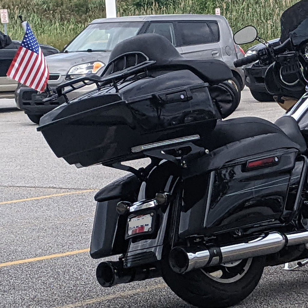Vivid Black King Tour Pack w/ Full Backrest & Black Hardware for Harley® Touring '97-'26